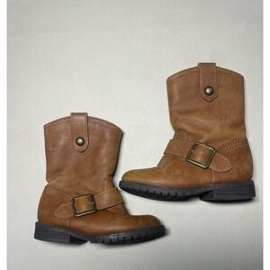 Girls Boots Brown Toddler Size 7M. Zipper Buckles Fall Winter Riding